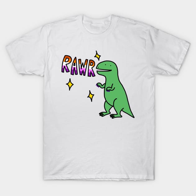 Rawr lesbian dinosaur T-Shirt by HamsterArt